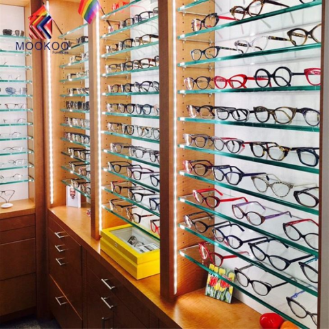 תצוגה ארונית אופטית מעץ וזכוכית למכירה